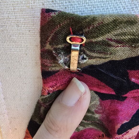 Vtg Handmade Long Pleated Skirt Red Fall Leaves Soft Cotton Blend Cottagecore - Picture 6 of 6